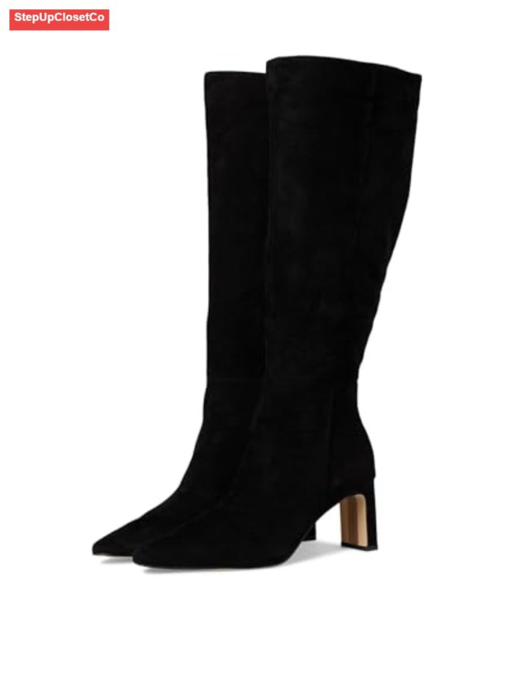 Sam Edelman Sylvia Knee High Boot Wide Calf Suede 2.75in Heel Pointed Toe